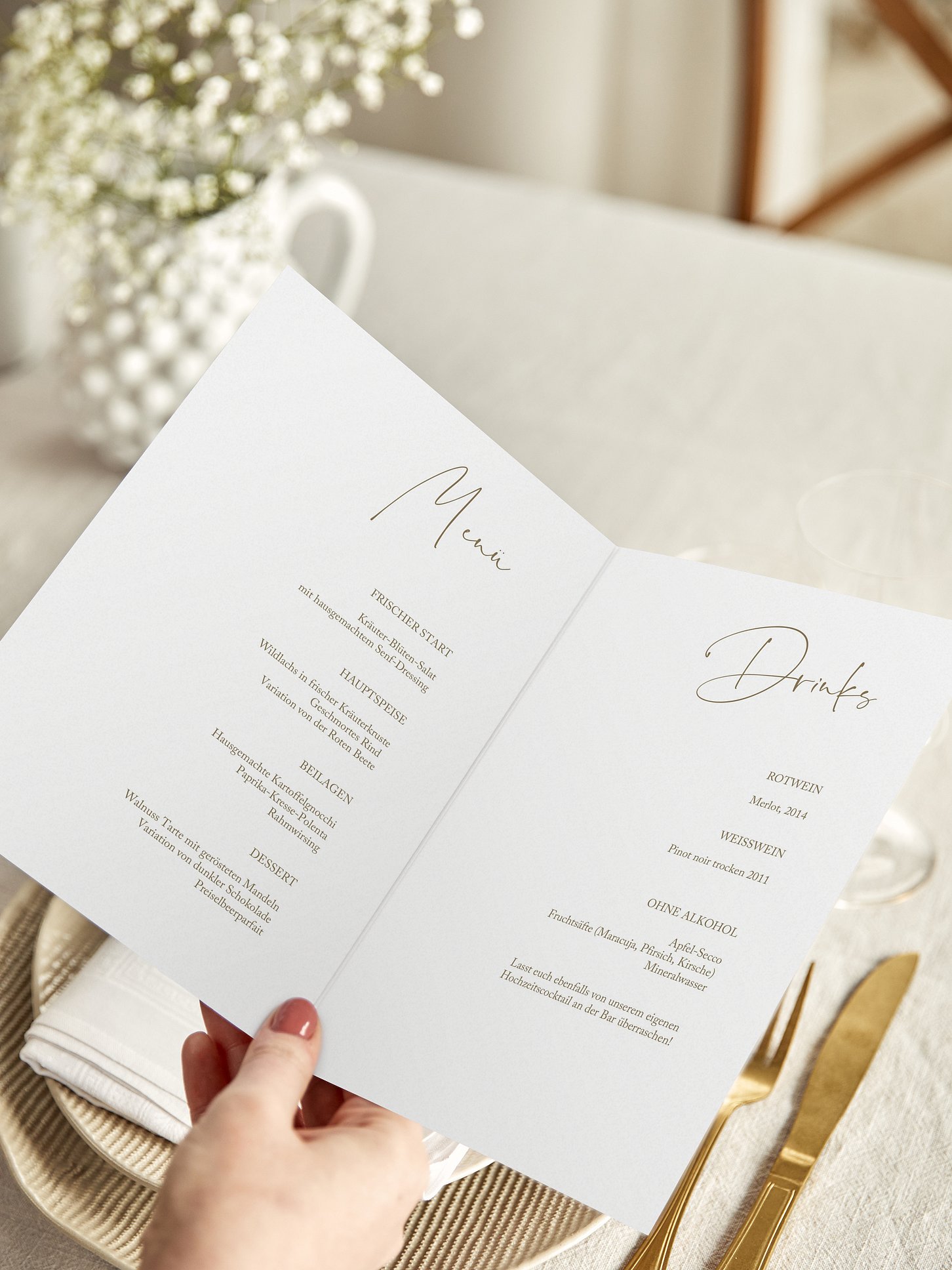 Menükarte Hochzeit Romantic Heart