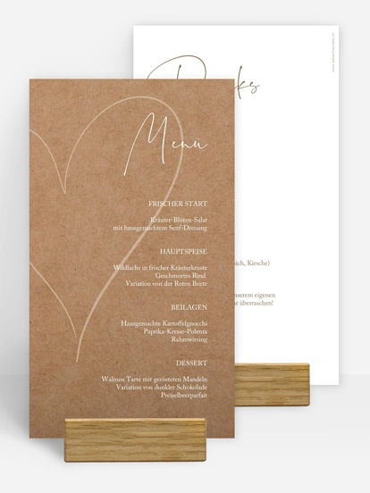 Menükarte Hochzeit Romantic Heart