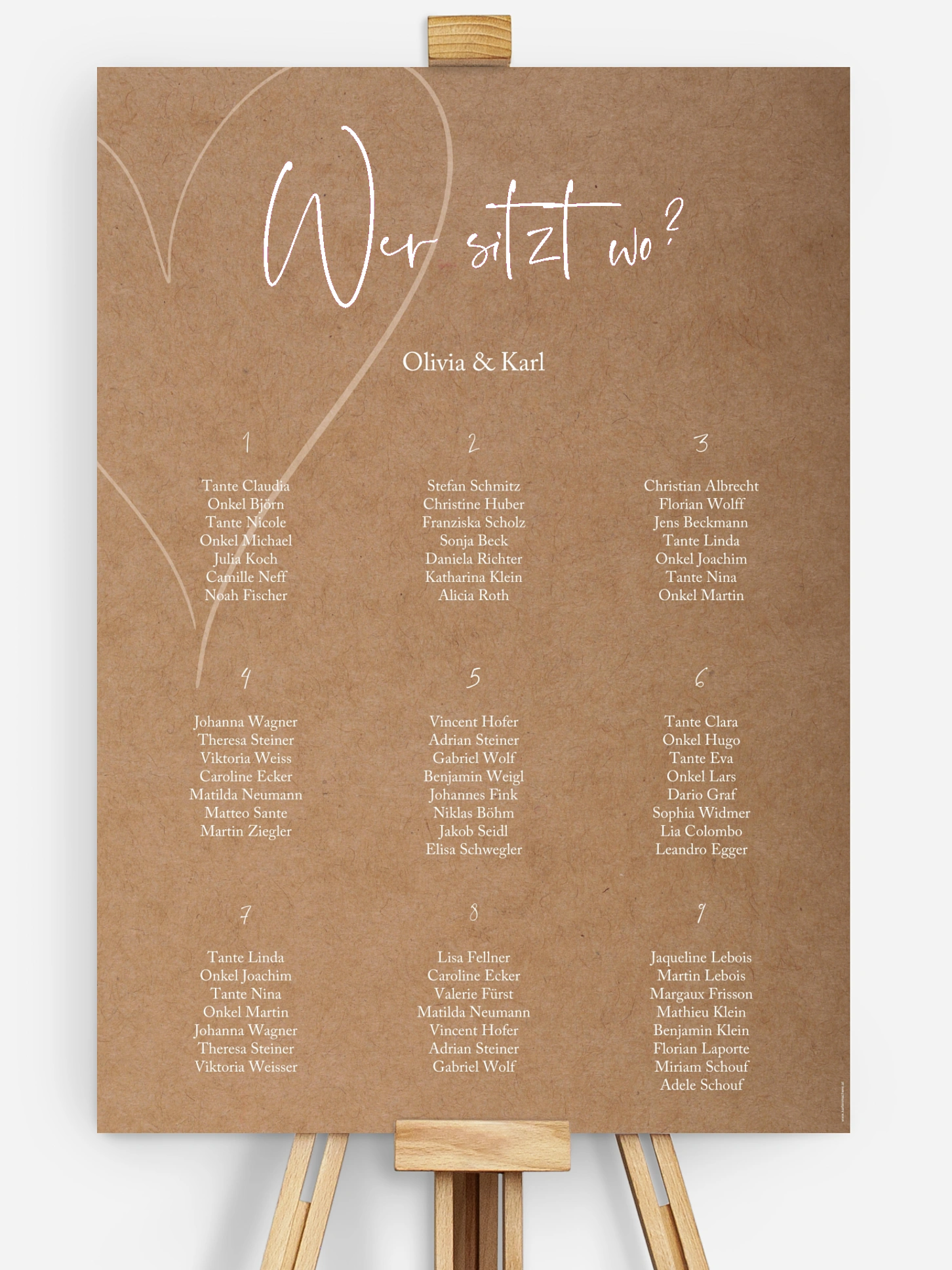 Sitzplan Plakat Romantic Heart