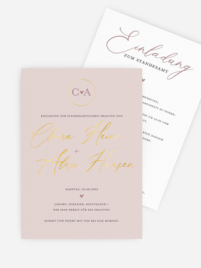 Hochzeitseinladung Standesamt Young Love