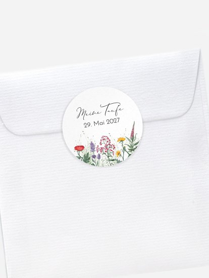 Aufkleber Kommunion Konfirmation Wildflowers