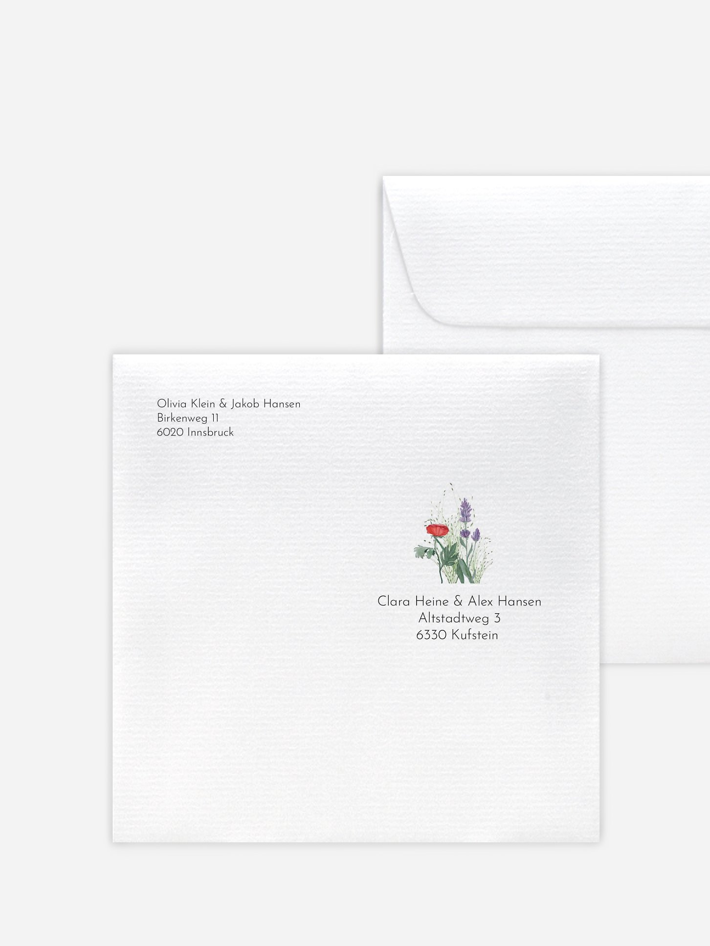 Bedruckter Briefumschlag Hochzeit Wildflowers
