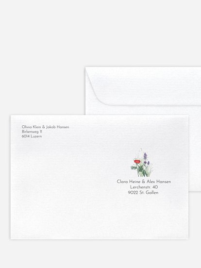 Bedruckter Briefumschlag Hochzeit Wildflowers