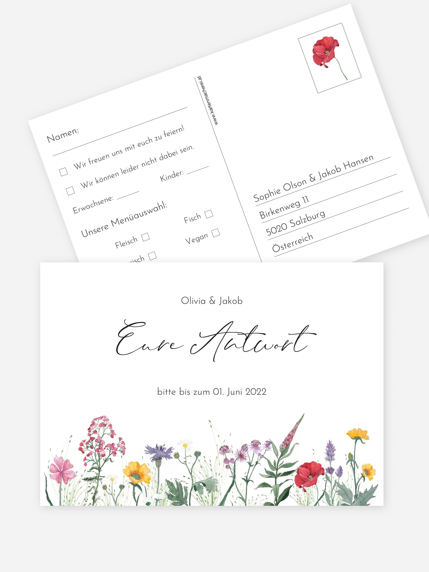 Antwortkarte Hochzeit Wildflowers
