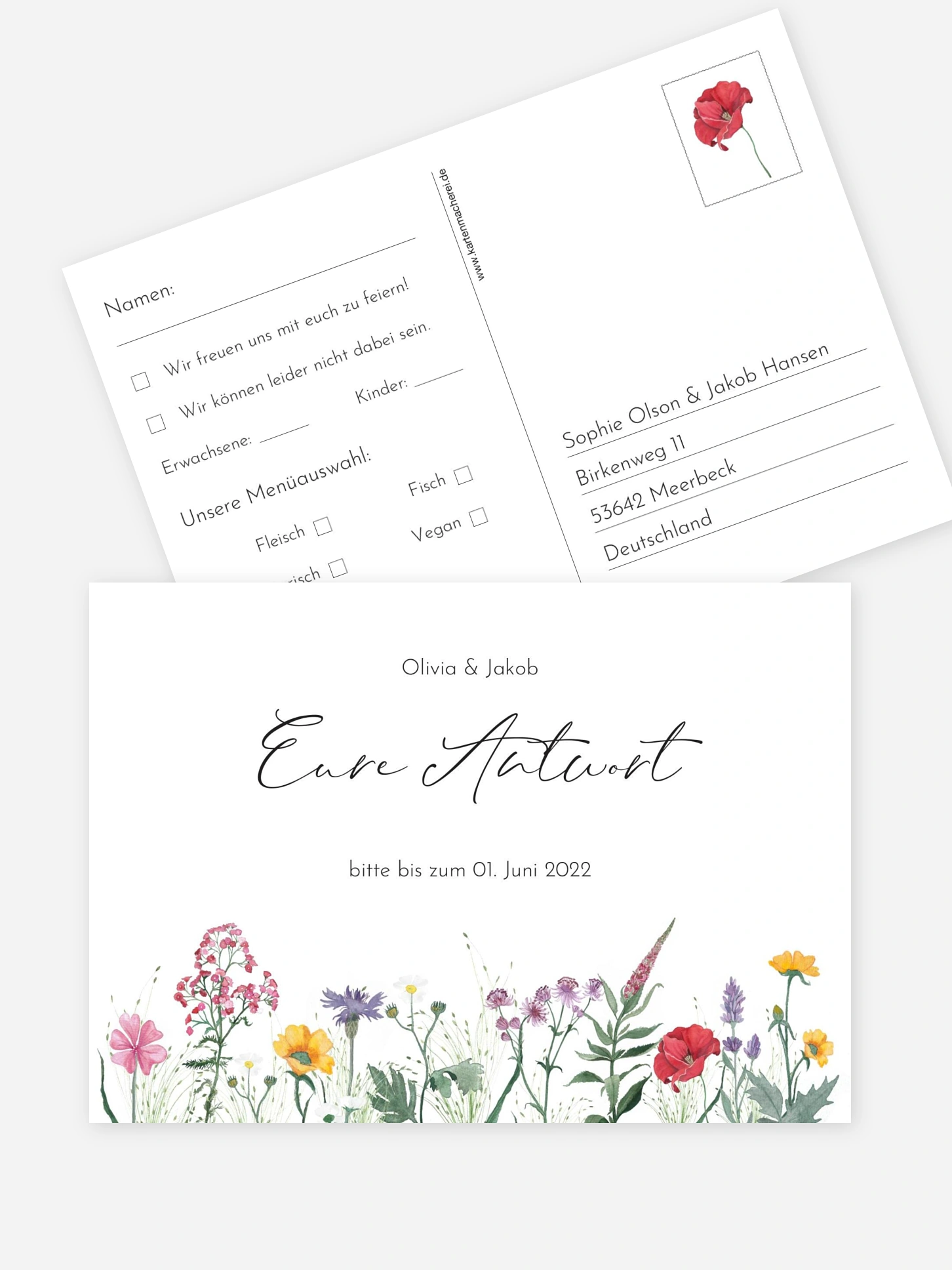 Antwortkarte Hochzeit Wildflowers