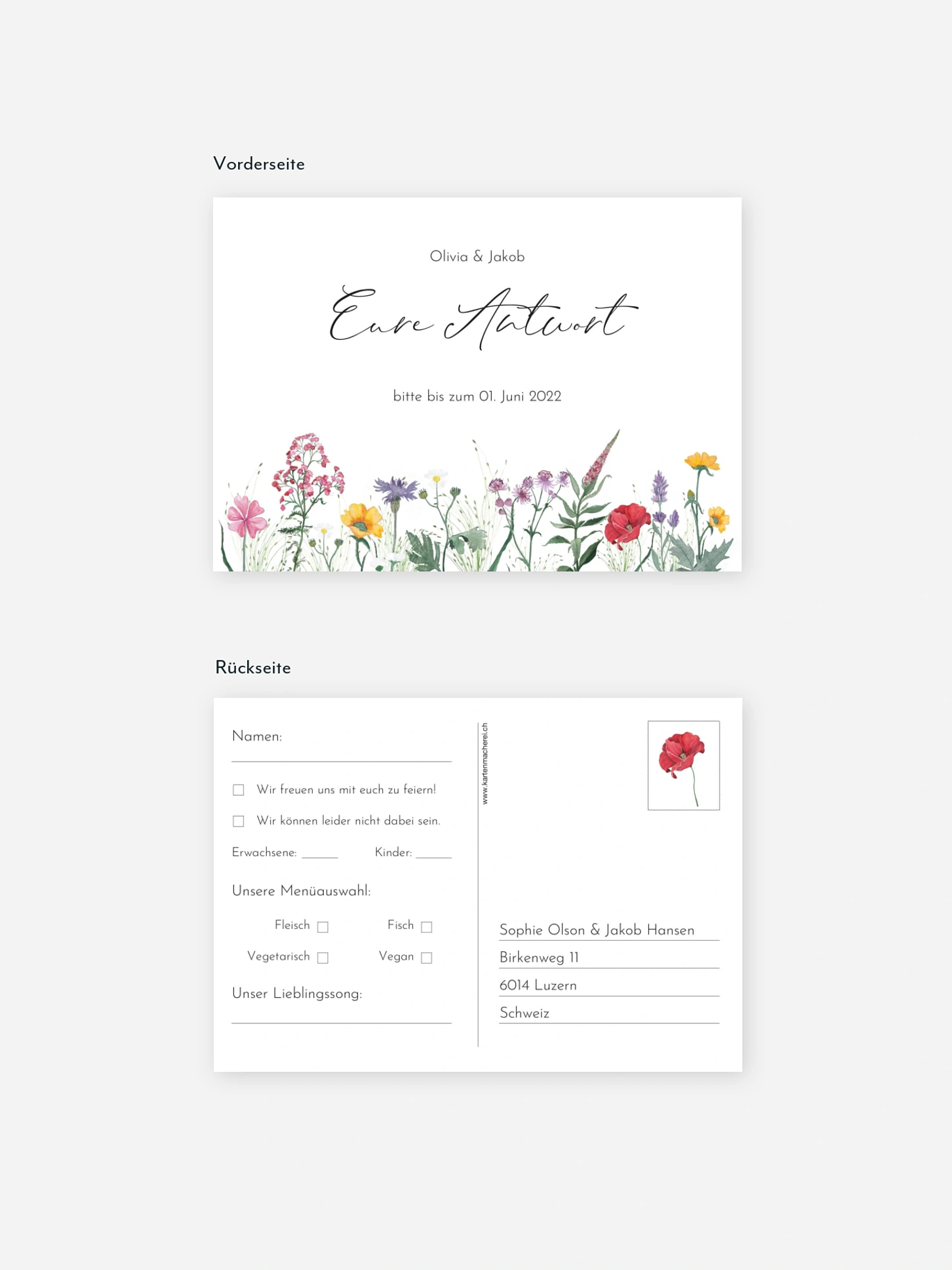 Antwortkarte Hochzeit Wildflowers