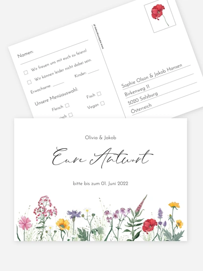Antwortkarte Hochzeit Wildflowers