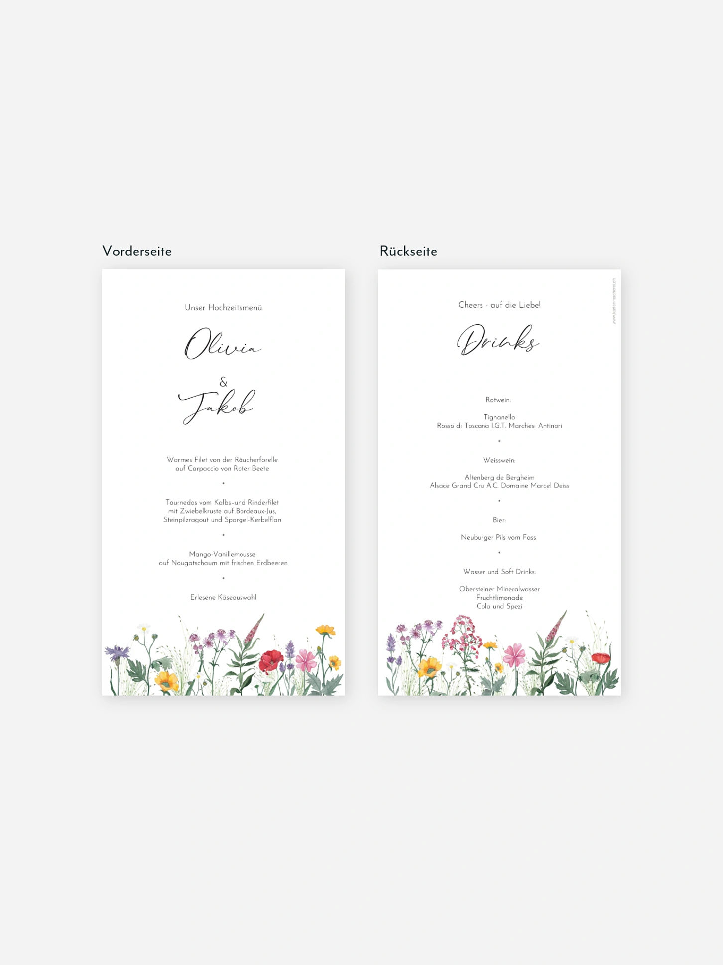 Menükarte Hochzeit Wildflowers