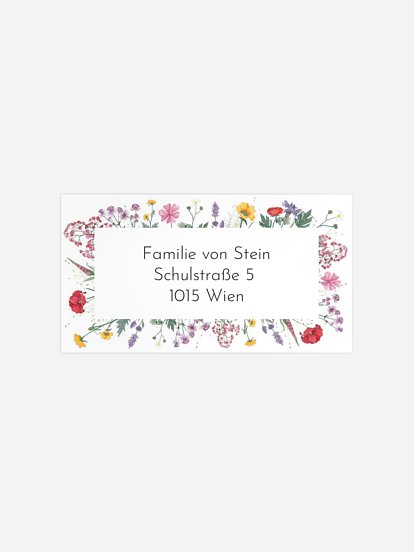 Empfängeraufkleber Taufe Wildflowers