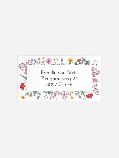 Empfängeraufkleber Taufe Wildflowers