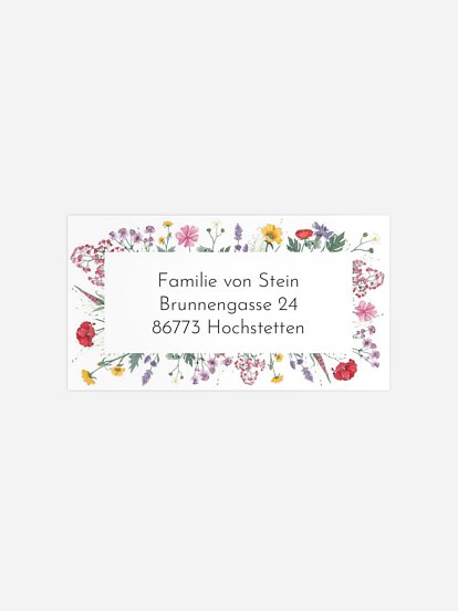 Empfängeraufkleber Taufe Wildflowers