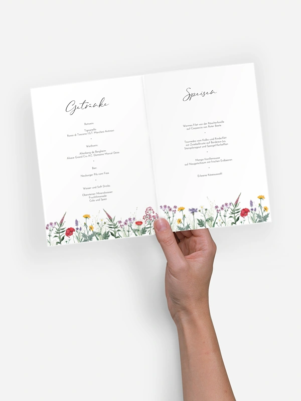 Menükarte Taufe Wildflowers
