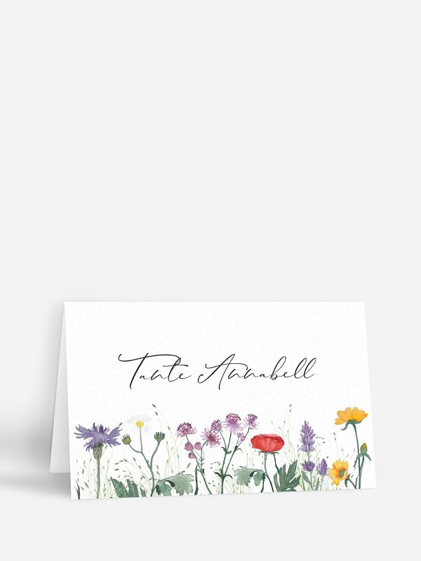 Tischkarte Taufe Wildflowers