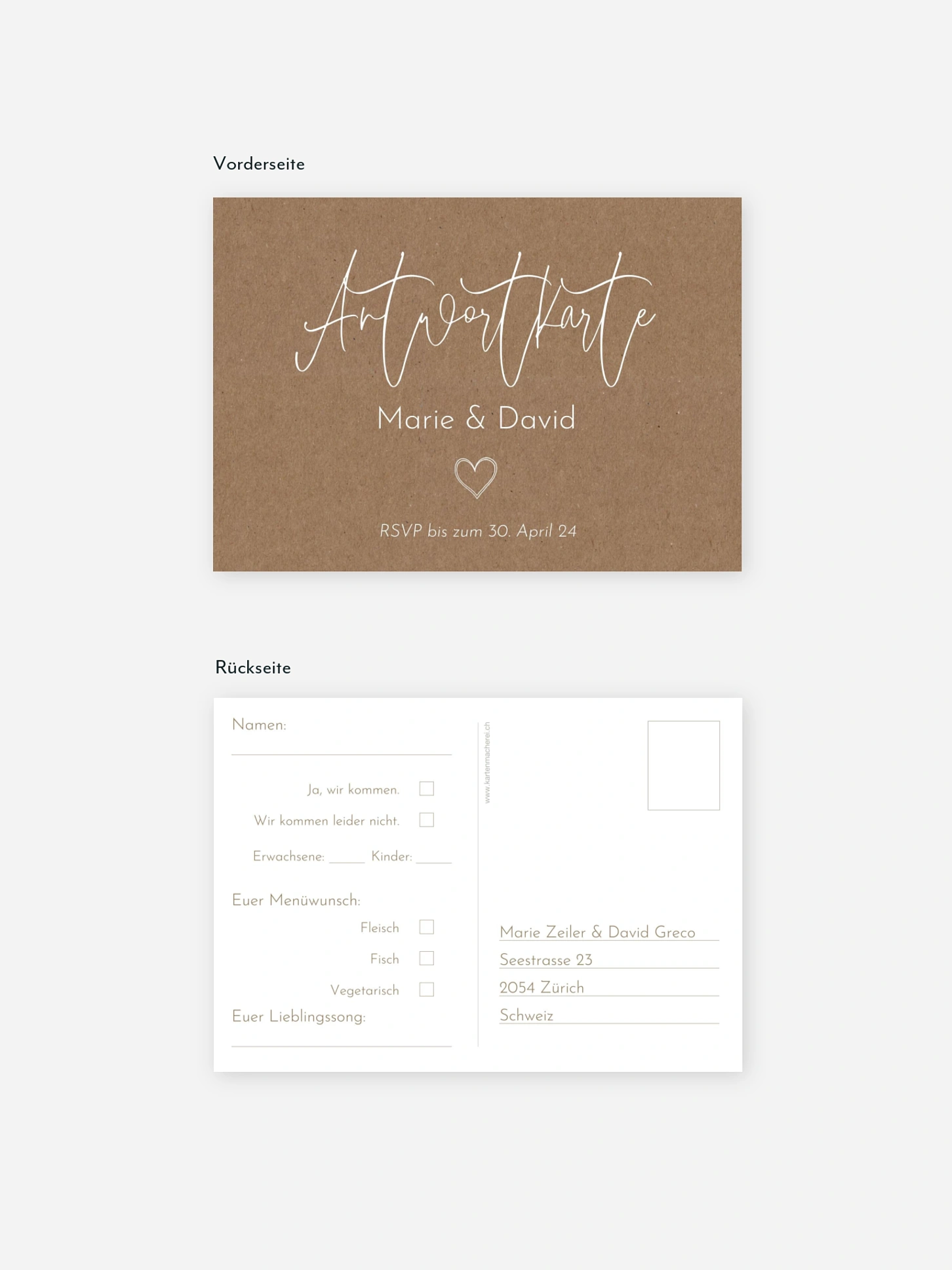Antwortkarte Hochzeit Symbols of Love