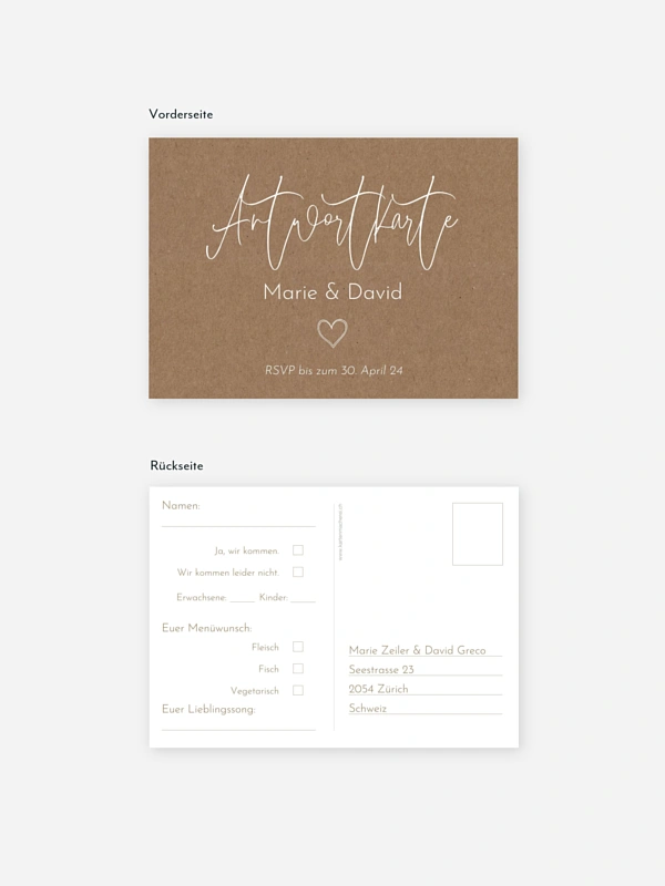 Antwortkarte Hochzeit Symbols of Love