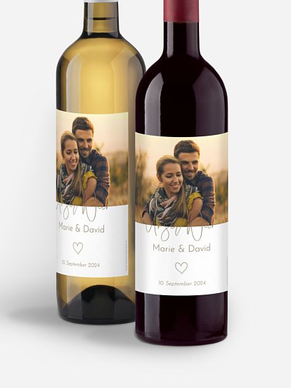 Flaschenetikett Hochzeit Symbols of Love