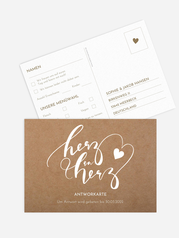 Antwortkarte Hochzeit Romantic Calligraphy