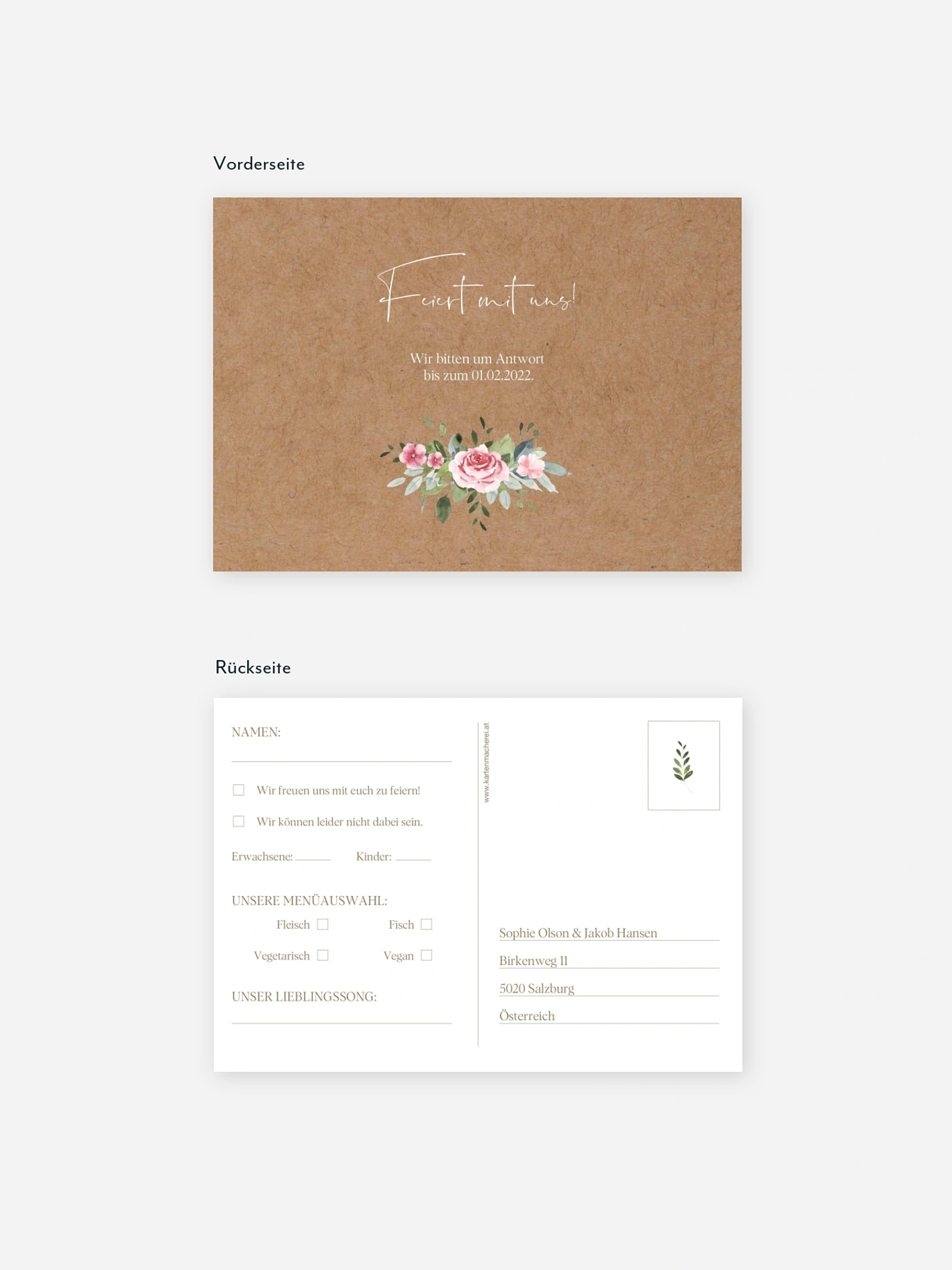 Antwortkarte Hochzeit Love Hoop