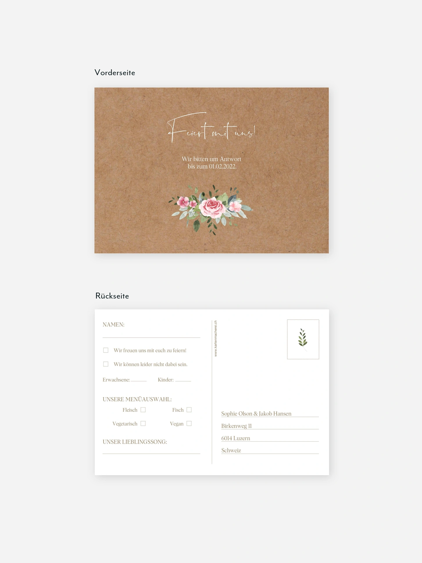 Antwortkarte Hochzeit Love Hoop