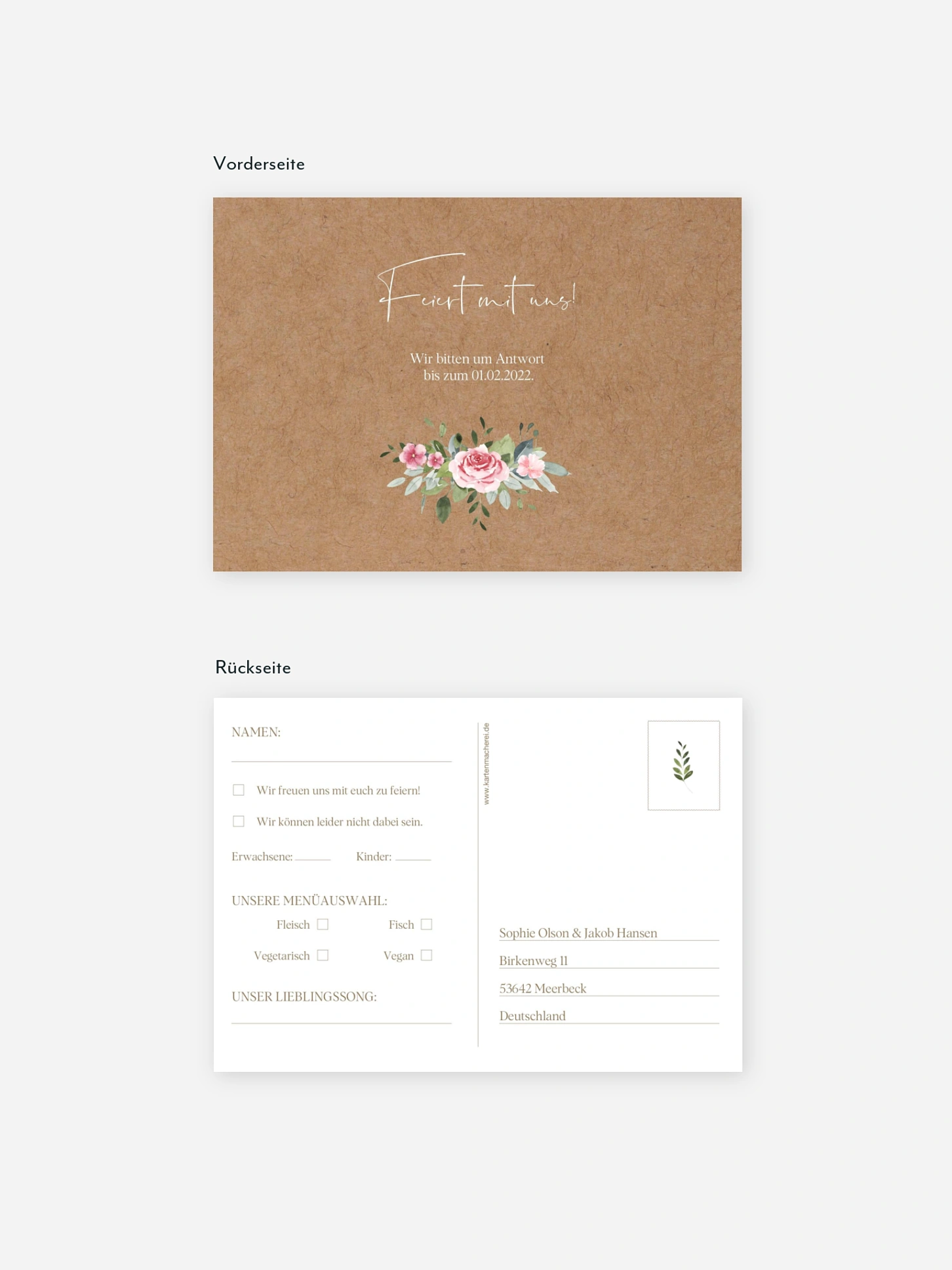 Antwortkarte Hochzeit Love Hoop