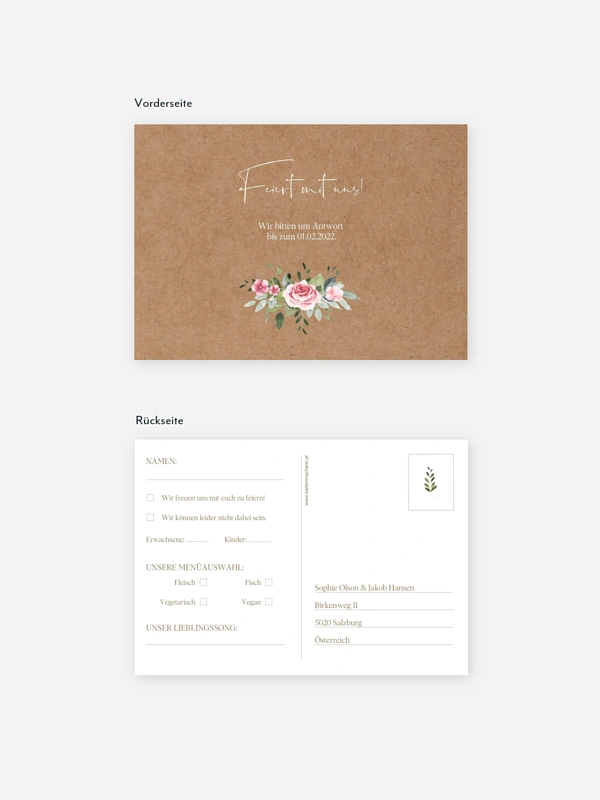 Antwortkarte Hochzeit Love Hoop