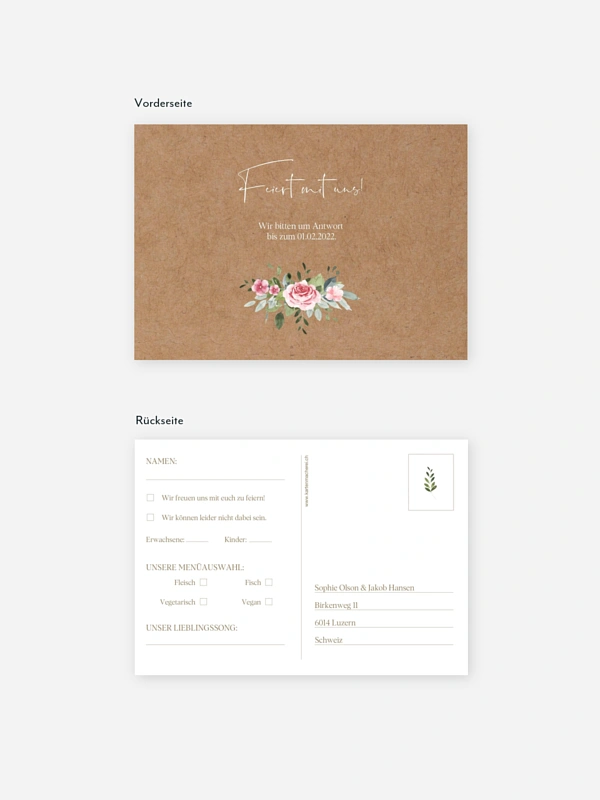 Antwortkarte Hochzeit Love Hoop