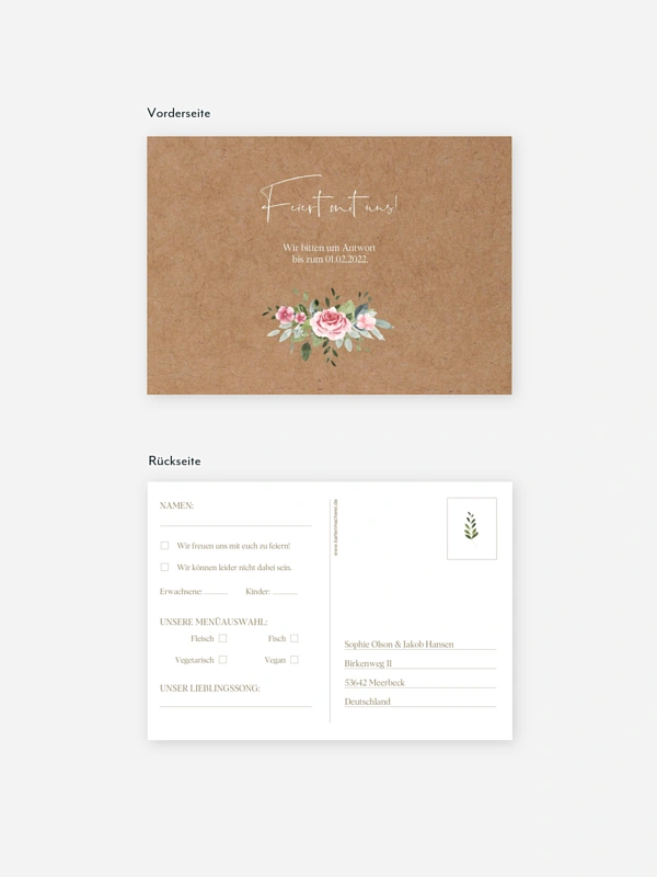 Antwortkarte Hochzeit Love Hoop