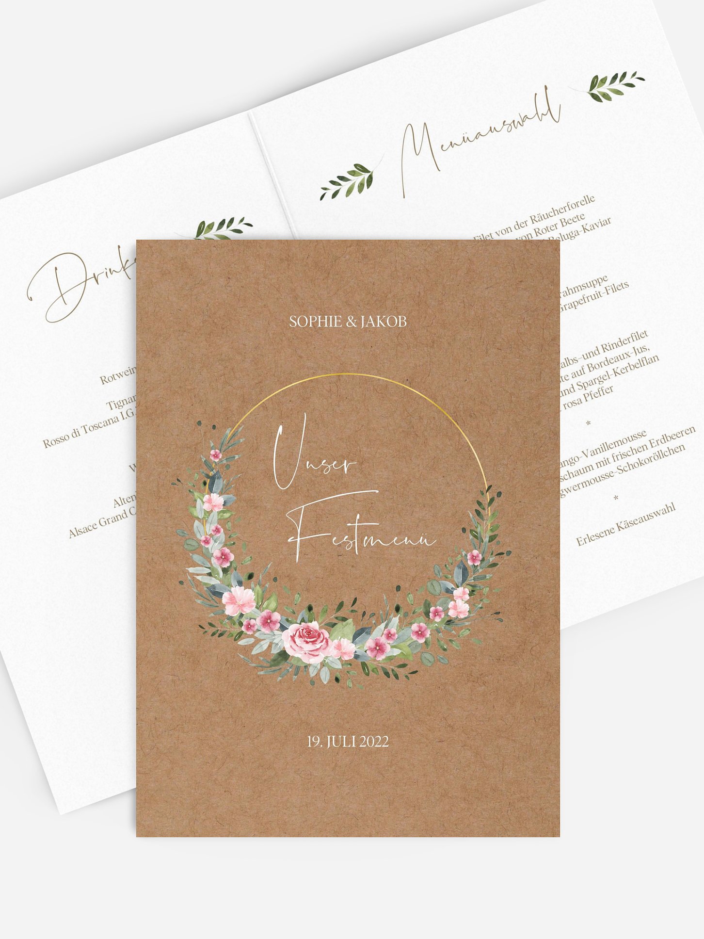 Menükarte Hochzeit Love Hoop