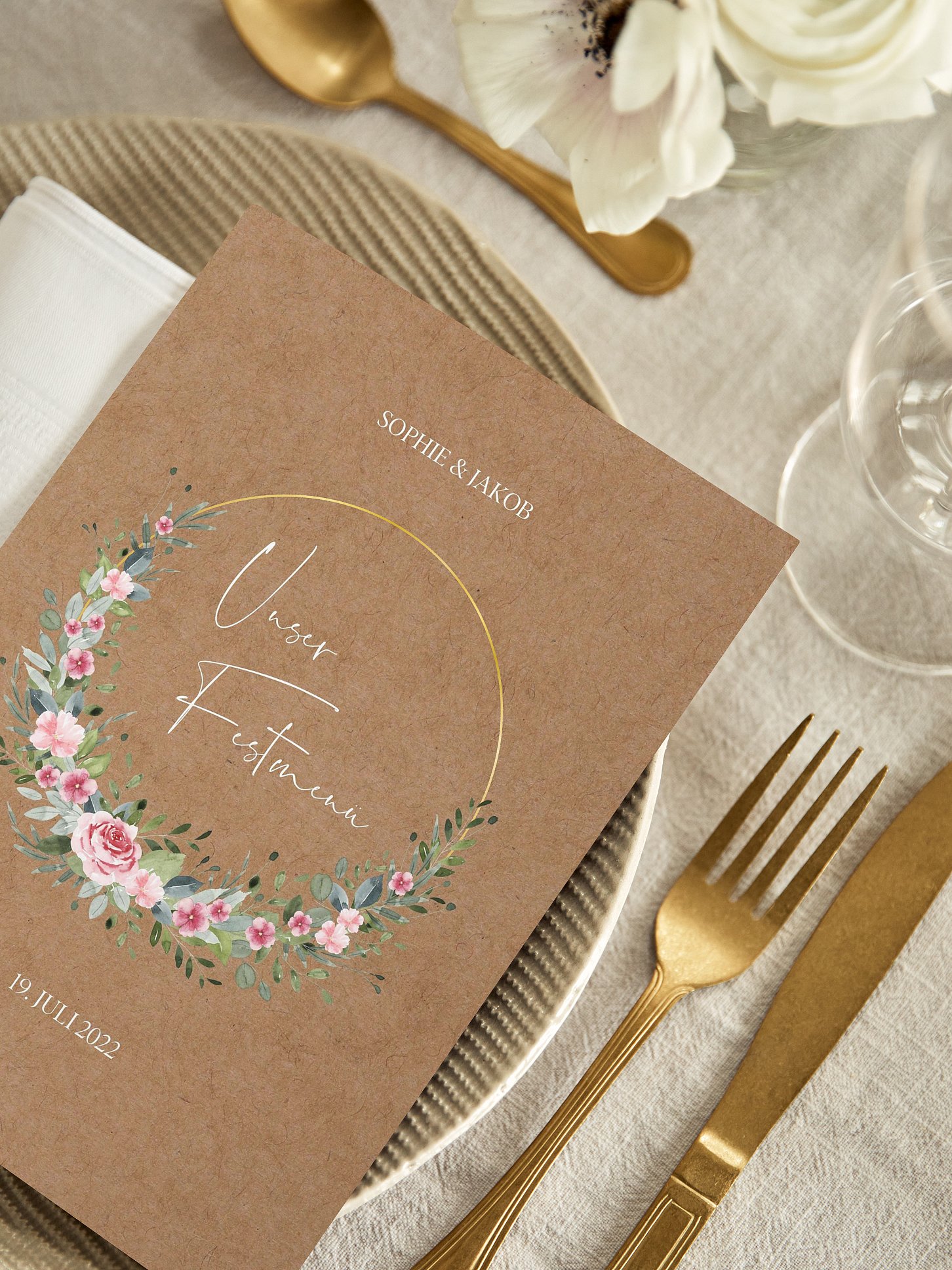 Menükarte Hochzeit Love Hoop