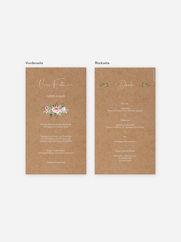 Menükarte Hochzeit Love Hoop
