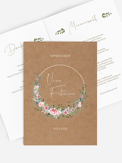 Menükarte Hochzeit Love Hoop