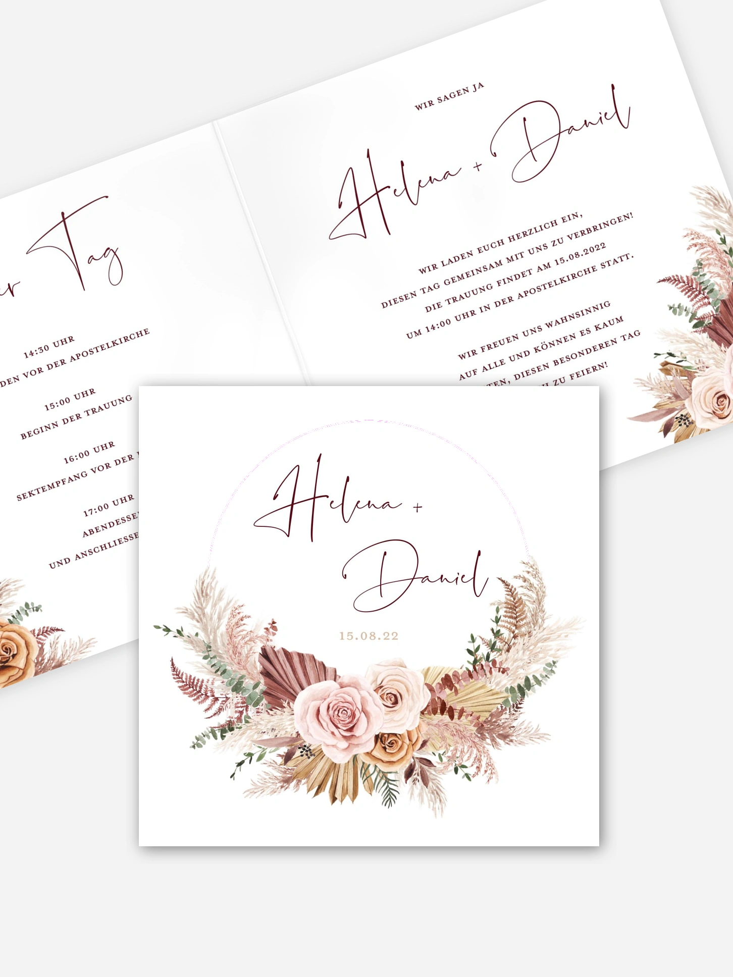 Hochzeitseinladung Bohemian Rose