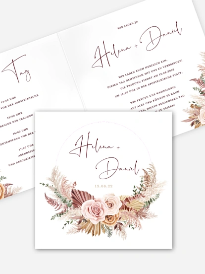 Hochzeitseinladung Bohemian Rose