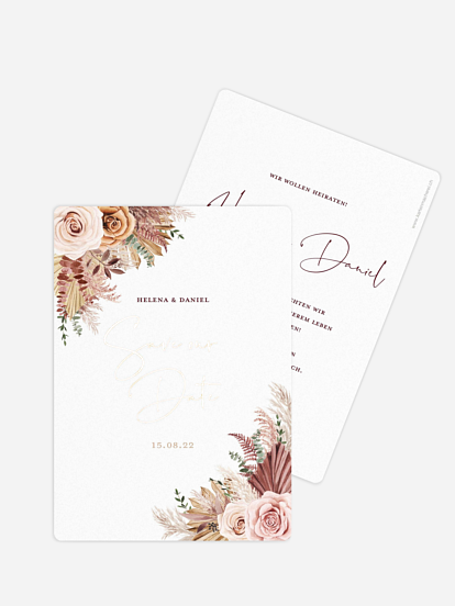 Save-the-Date Karte Bohemian Rose