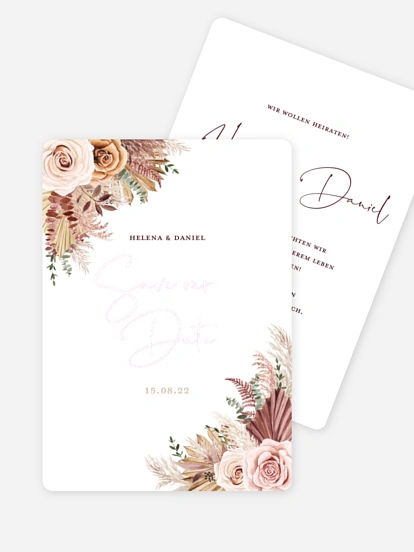 Save-the-Date Karte Bohemian Rose