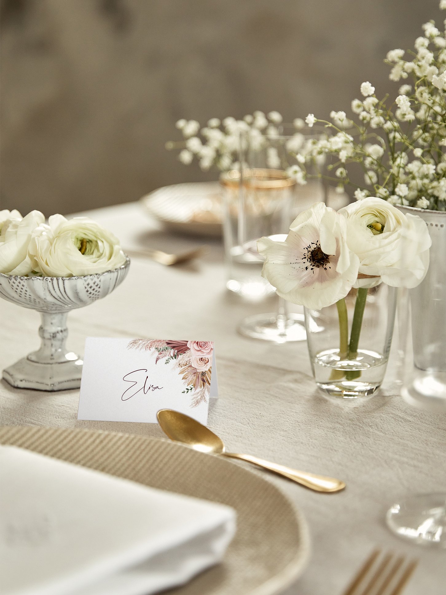 Tischkarte Hochzeit Bohemian Rose