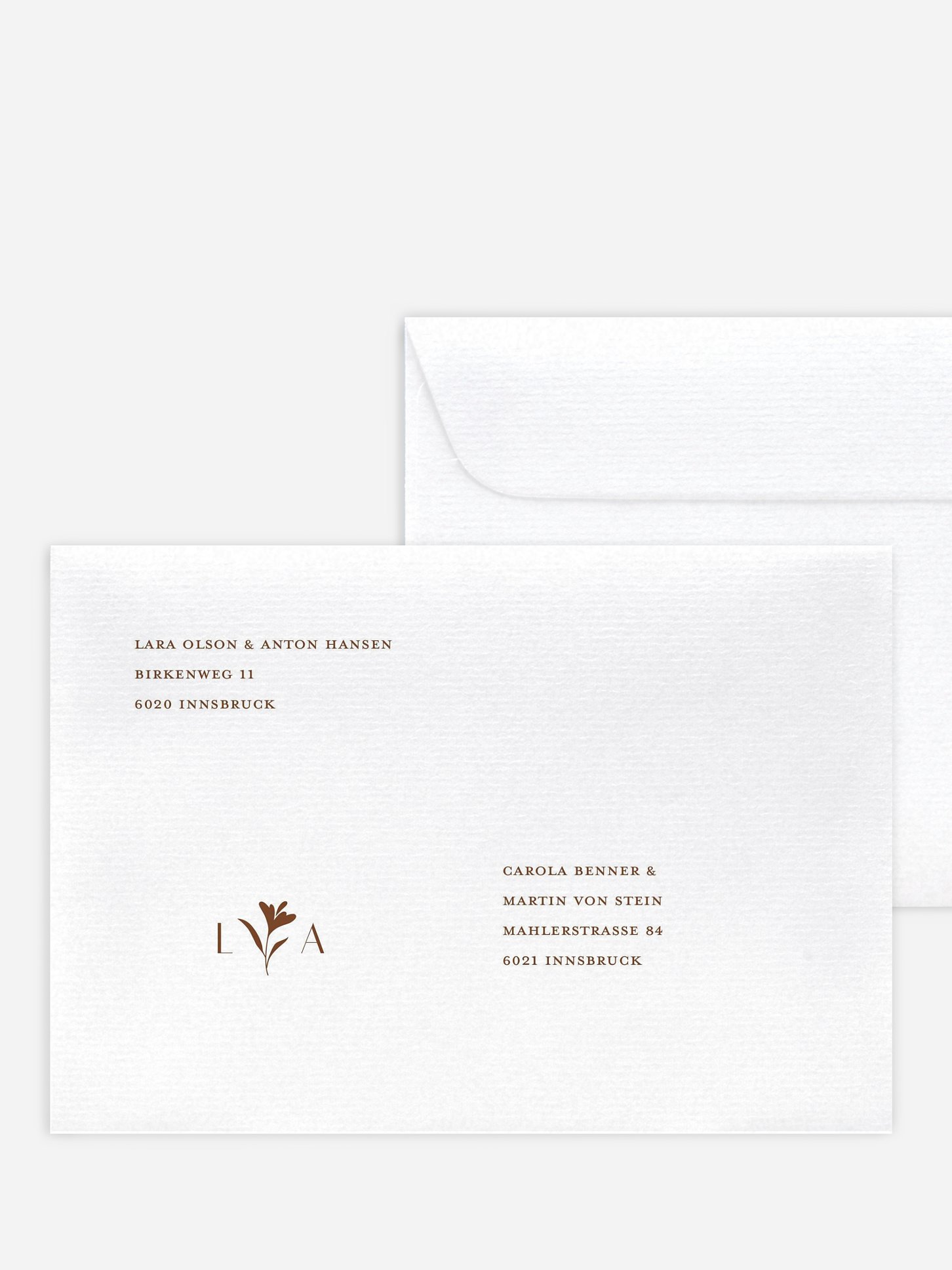 Bedruckter Briefumschlag Hochzeit Monogram muse