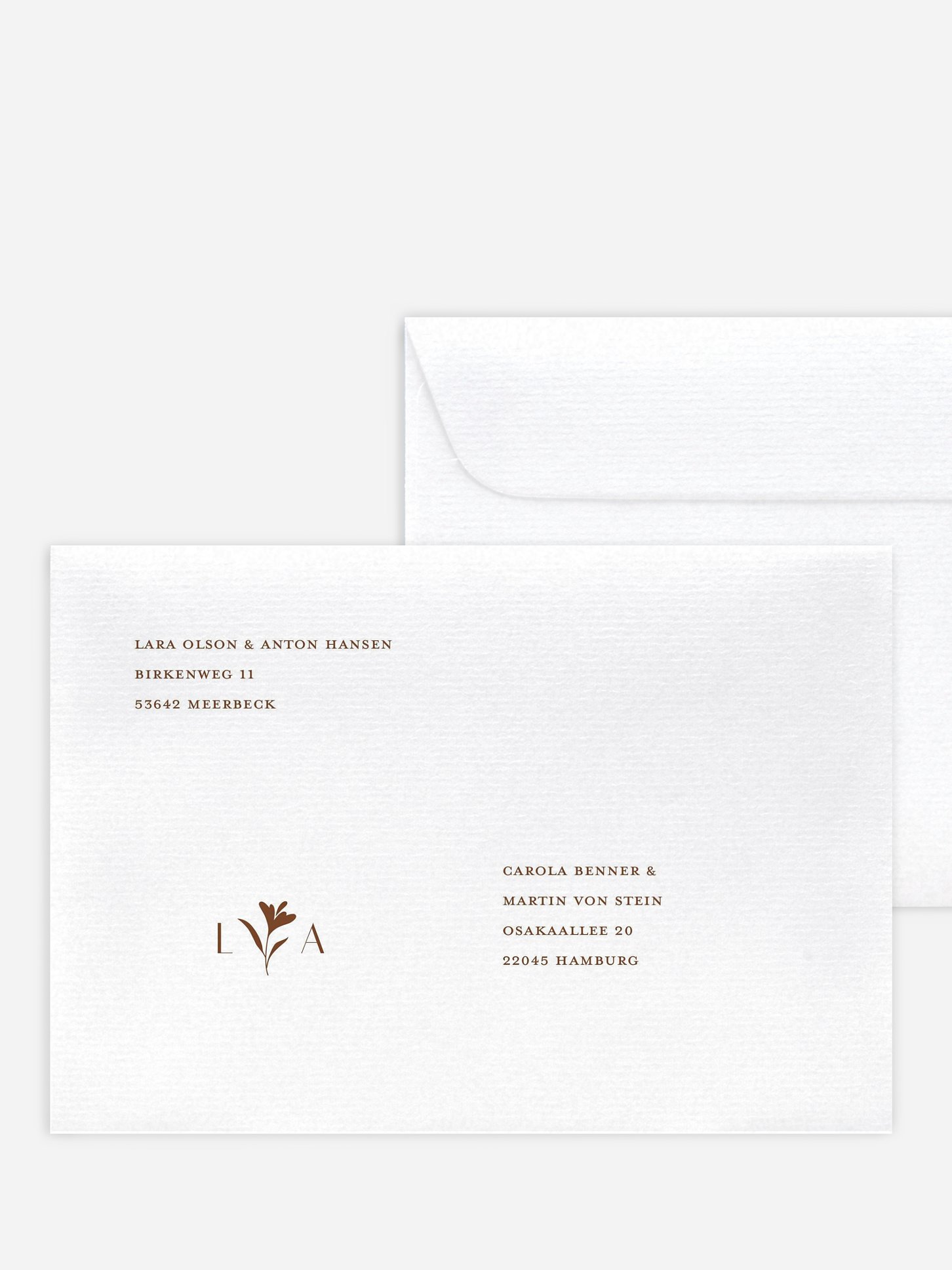 Bedruckter Briefumschlag Hochzeit Monogram muse