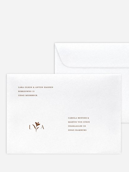 Bedruckter Briefumschlag Hochzeit Monogram muse