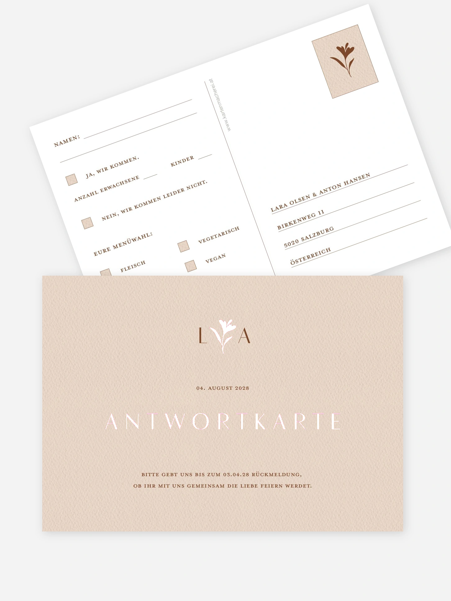 Antwortkarte Hochzeit Monogram muse