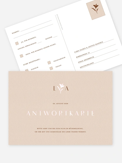 Antwortkarte Hochzeit Monogram muse