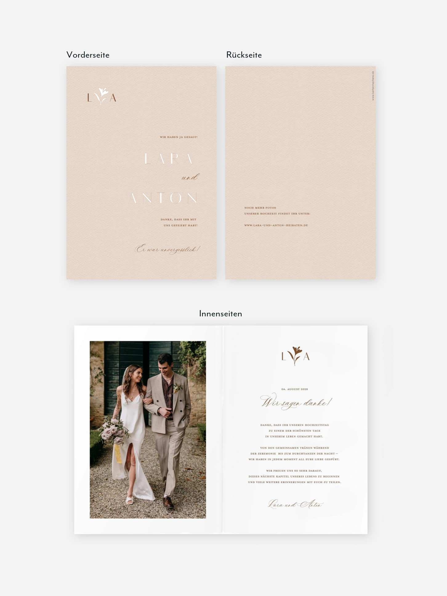 Dankeskarte Hochzeit Monogram muse