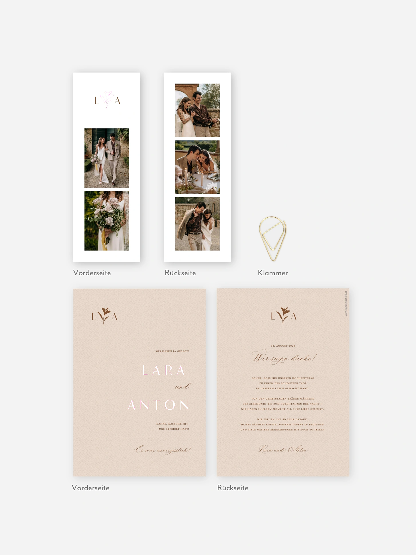 Dankeskarte Hochzeit Monogram muse