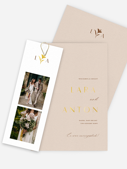 Dankeskarte Hochzeit Monogram muse