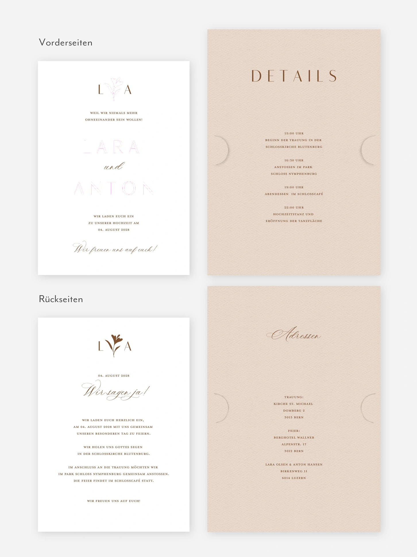 Hochzeitseinladung Monogram muse