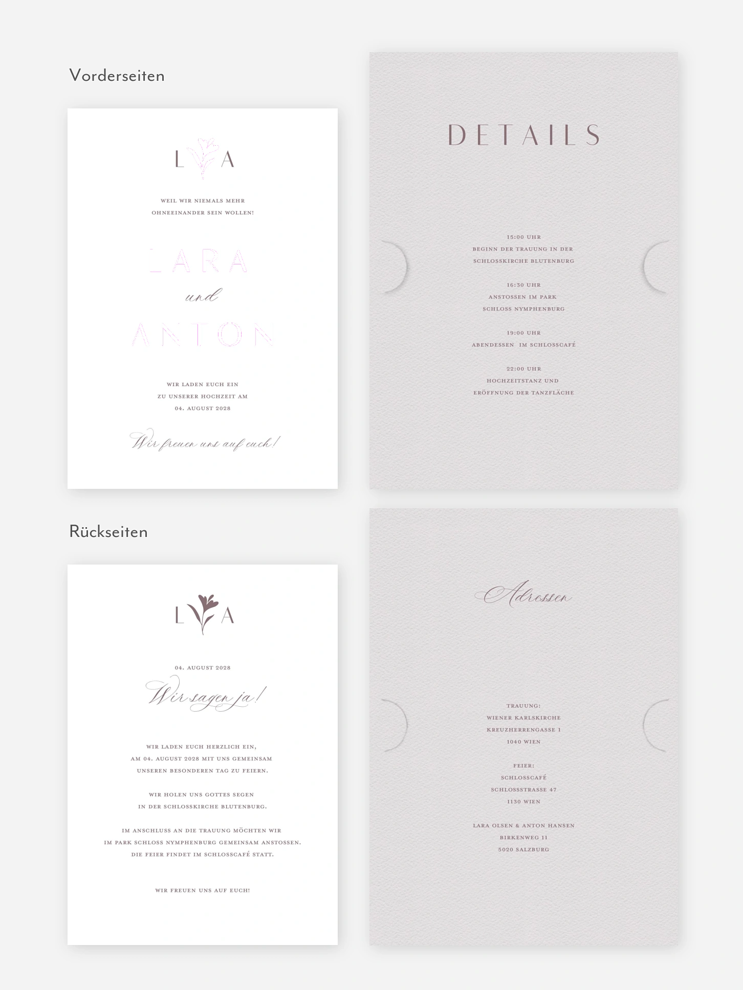 Hochzeitseinladung Monogram muse
