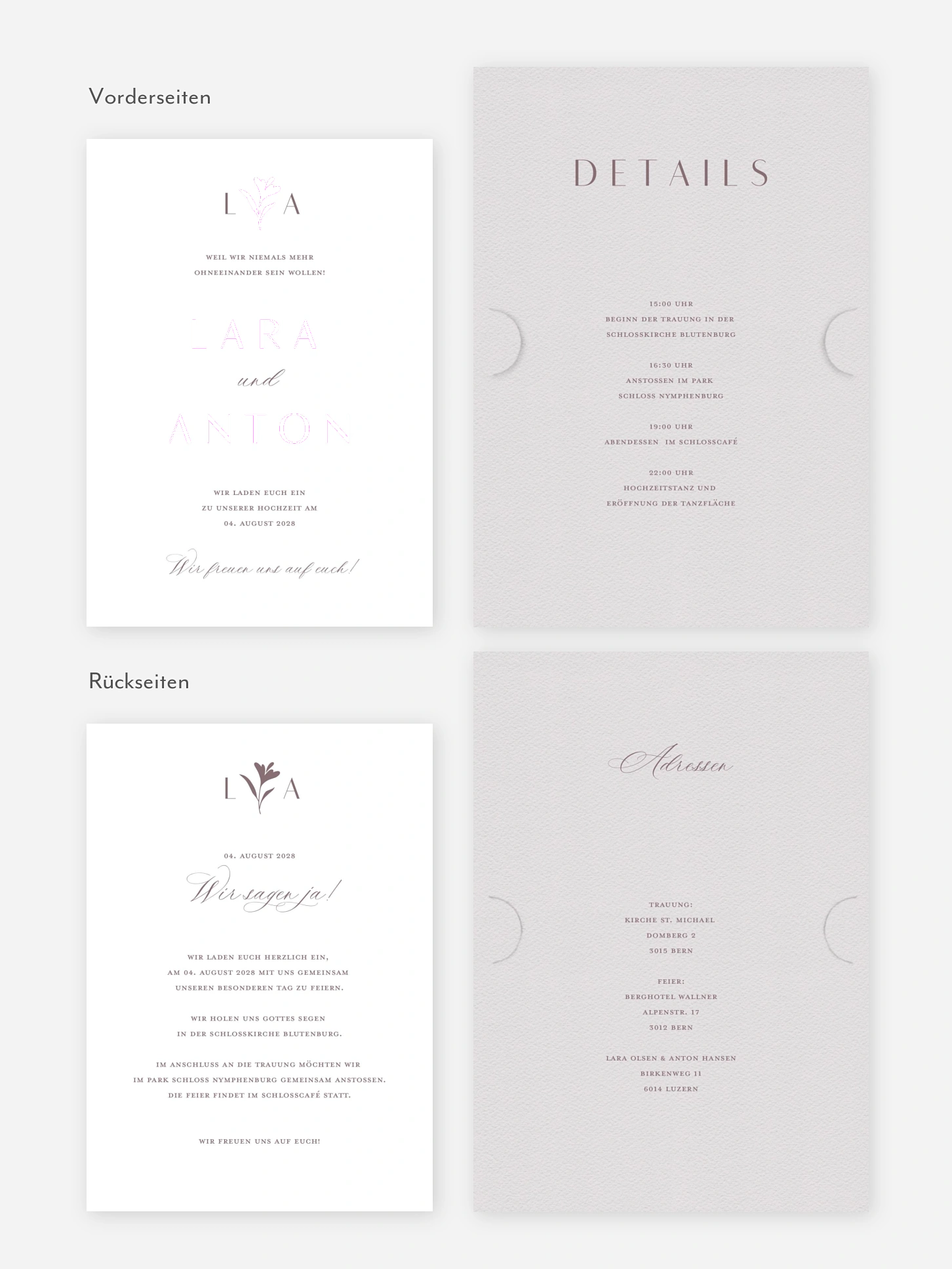 Hochzeitseinladung Monogram muse