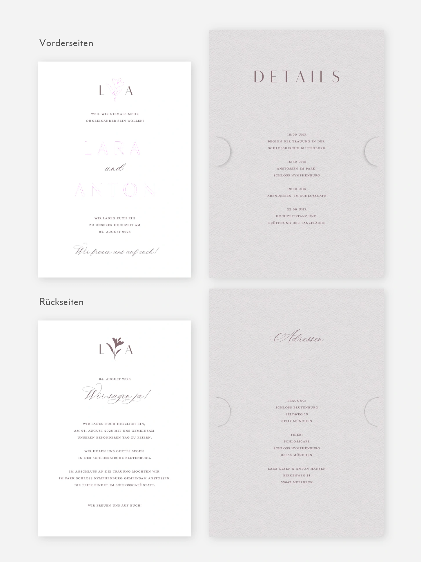 Hochzeitseinladung Monogram muse