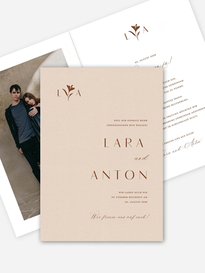 Hochzeitseinladung Monogram muse