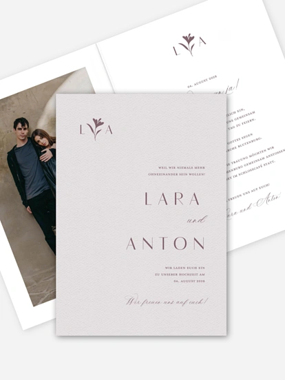 Hochzeitseinladung Monogram muse